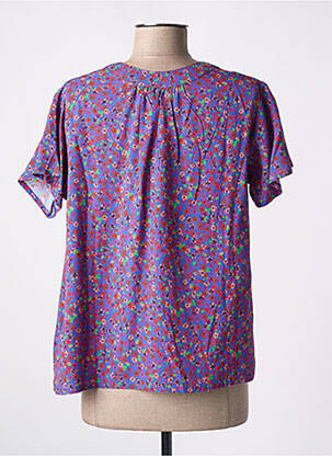 Blouse tissage popeline manches courtes violet PRINCESSE NOMADE femme