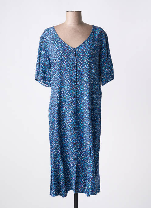 Robe mi-longue imprimé fantaisie manches courtes bleu CREAM femme
