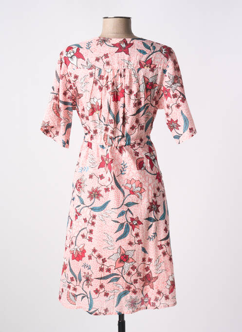 Robe mi-longue imprimé fleurs manches courtes rose LA FIANCÉE femme