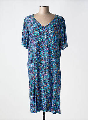 Robe mi-longue coupe évasée manches courtes bleu CREAM femme