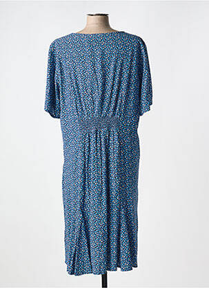 Robe mi-longue imprimé fantaisie manches courtes bleu CREAM femme