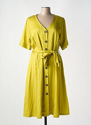 Robe mi-longue manches courtes manches courtes vert ZILCH femme