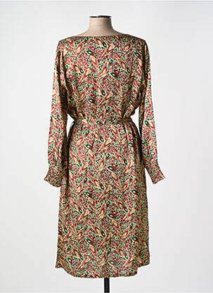 Robe mi-longue imprimé fantaisie manches longues marron LA FIANCÉE femme