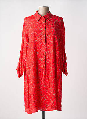 Robe mi-longue imprimé fantaisie manches longues rouge ZILCH femme
