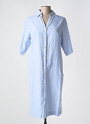 Robe mi-longue manches courtes manches courtes bleu POU NOU femme