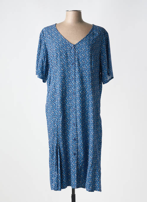 Robe mi-longue imprimé fantaisie manches courtes bleu CREAM femme