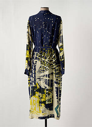 Robe mi-longue imprimé fantaisie manches longues bleu OTTOD'AME femme