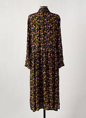 Robe mi-longue imprimé fleurs manches longues noir SUZIE WINKLE femme