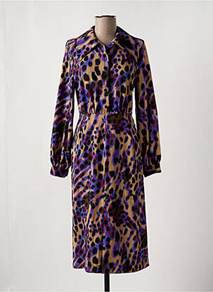 Robe mi-longue imprimé fantaisie manches longues violet DIXIE femme