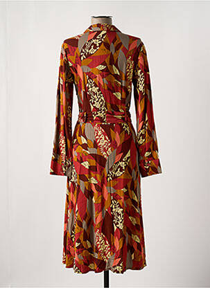 Robe mi-longue imprimé fantaisie manches longues orange KING LOUIE femme