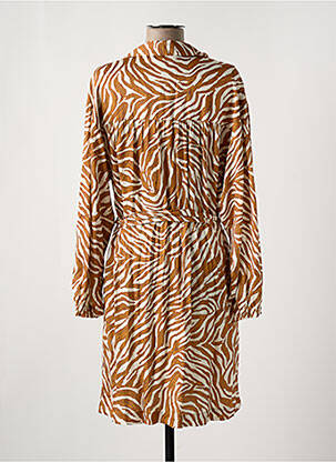 Robe mi-longue imprimé fantaisie manches longues orange STELLA FOREST femme