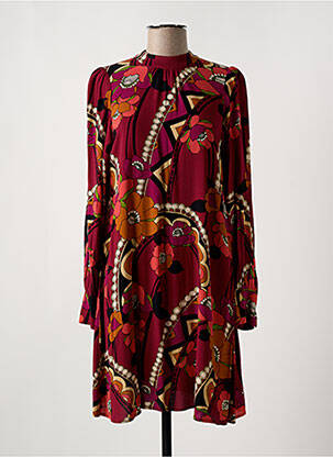 Robe mi-longue imprimé fantaisie manches longues rouge KING LOUIE femme