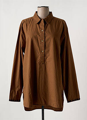 Blouse poignets boutonnés avec fente manches longues marron LEON & HARPER femme