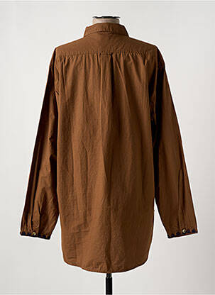Blouse poignets boutonnés avec fente manches longues marron LEON & HARPER femme