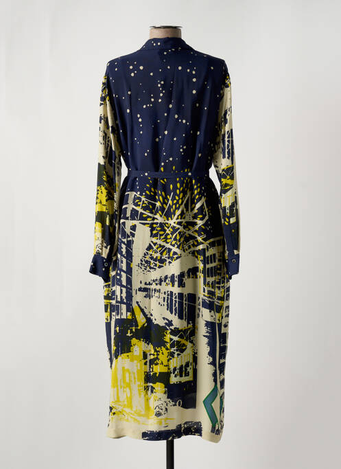Robe mi-longue imprimé fantaisie manches longues bleu OTTOD'AME femme