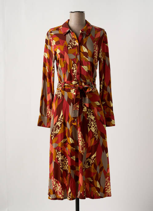Robe mi-longue imprimé fantaisie manches longues orange KING LOUIE femme
