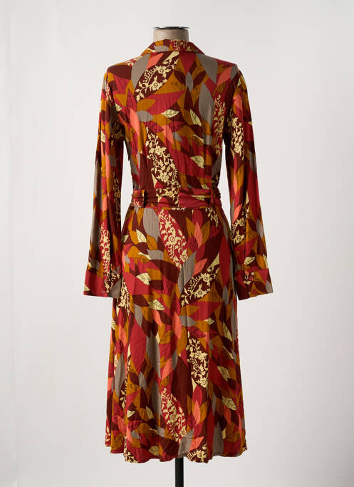 Robe mi-longue imprimé fantaisie manches longues orange KING LOUIE femme