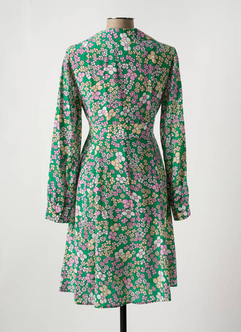 Robe mi-longue imprimé fleurs manches longues vert ATTIC AND BARN femme