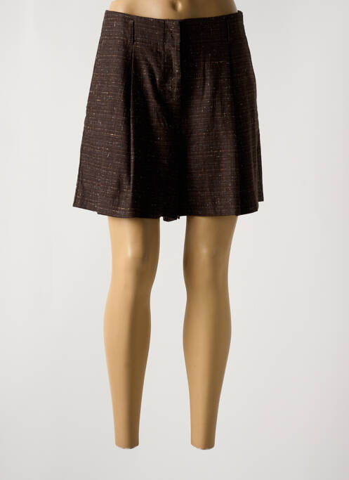 Short fermeture zippée sous rabat avec crochet taille normale marron OTTOD'AME femme