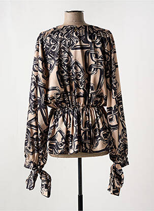 Blouse imprimé fantaisie manches longues noir RELISH femme