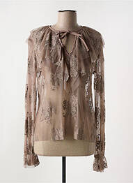 Blouse légère et transparente manches longues marron DIXIE femme
