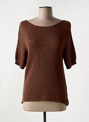 T-shirt stretch manches courtes marron PLEASE femme