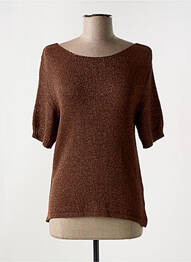T-shirt stretch manches courtes marron PLEASE femme
