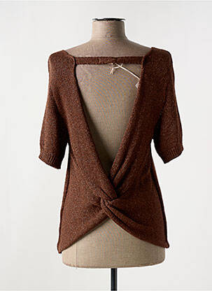 T-shirt stretch manches courtes marron PLEASE femme