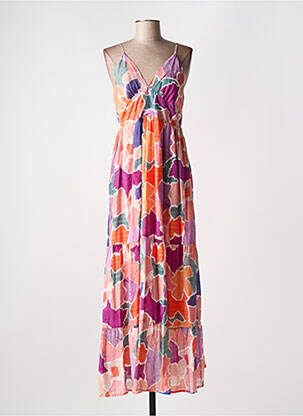Robe longue imprimé fleurs sans manche violet LILI & LALA femme