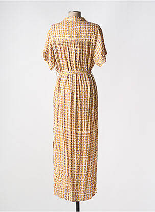 Robe longue imprimé fantaisie manches courtes jaune GRACE & MILA femme