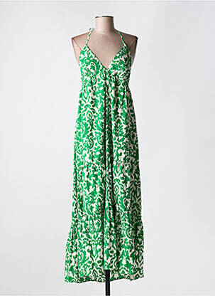 Robe longue imprimé fantaisie sans manche vert GOA femme
