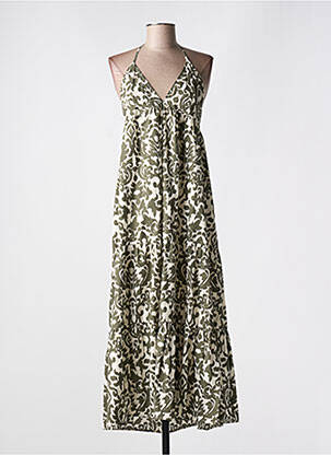 Robe longue imprimé fantaisie sans manche vert GOA femme
