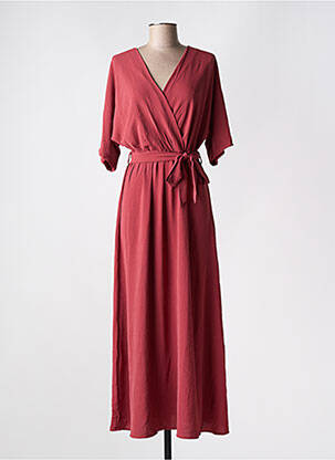 Robe longue manches courtes manches courtes rouge GRACE & MILA femme
