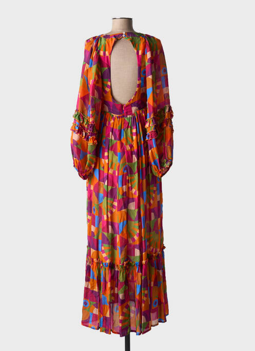 Robe longue imprimé fantaisie manches longues rose CHICOSOLEIL femme