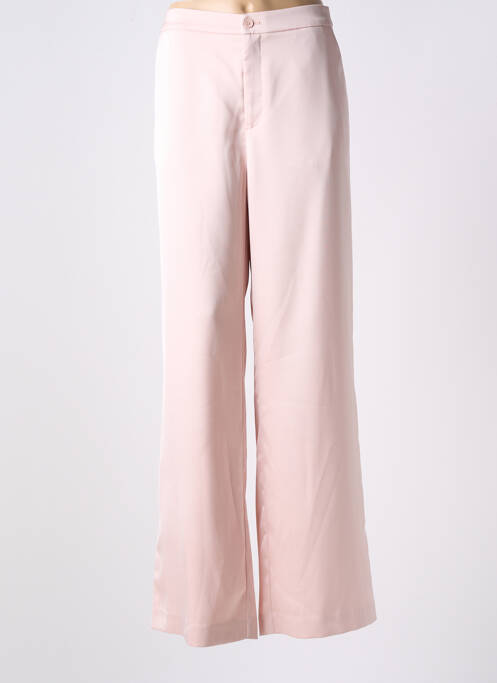Pantalon large fermeture zippée sous rabat boutonné taille normale rose ATTENTIF femme