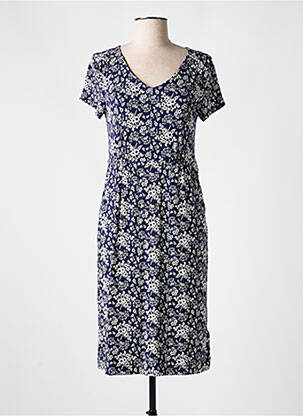 Robe mi-longue imprimé fleurs manches courtes bleu WHITE STUFF femme