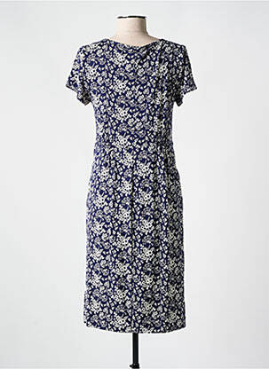Robe mi-longue imprimé fleurs manches courtes bleu WHITE STUFF femme