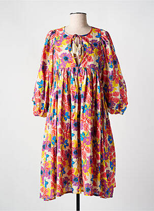 Robe mi-longue manches 3/4 manches 3/4 orange CHICOSOLEIL femme
