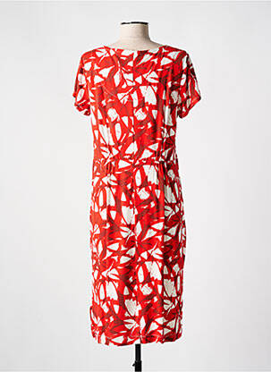 Robe mi-longue imprimé fantaisie manches courtes rouge WHITE STUFF femme