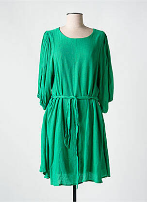 Robe mi-longue manches 3/4 manches 3/4 vert GRACE & MILA femme