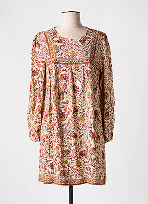 Robe courte coupe évasée manches longues beige GRACE & MILA femme