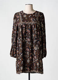 Robe courte coupe évasée manches longues noir GRACE & MILA femme