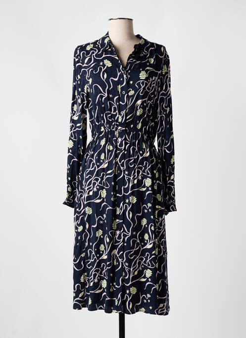 Robe mi-longue imprimé fleurs manches longues bleu SCOTCH & SODA femme