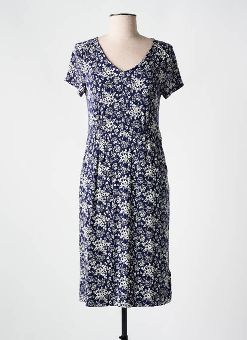 Robe mi-longue imprimé fleurs manches courtes bleu WHITE STUFF femme