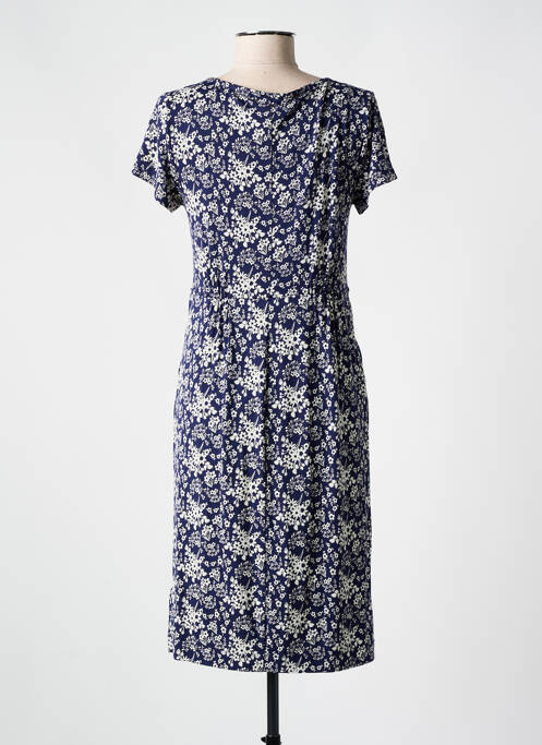 Robe mi-longue imprimé fleurs manches courtes bleu WHITE STUFF femme