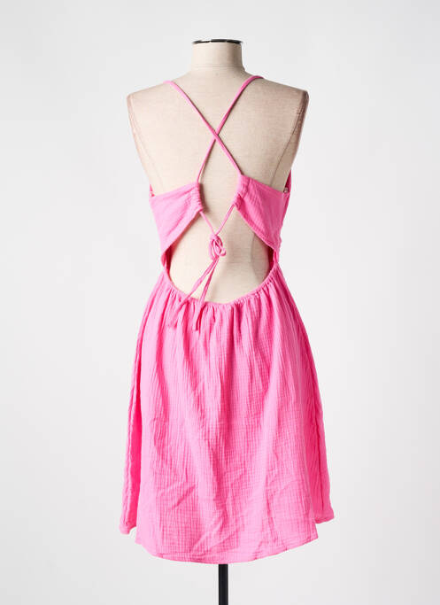 Robe mi-longue tissage crêpe fines bretelles rose LILI & LALA femme