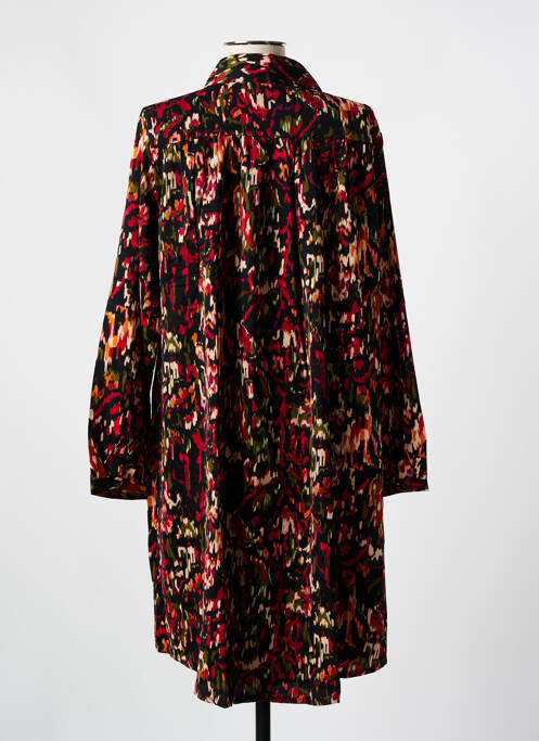 Robe mi-longue imprimé fantaisie manches longues noir LILIE ROSE femme