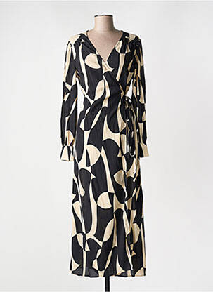 Robe longue manches longues manches longues noir GRACE & MILA femme