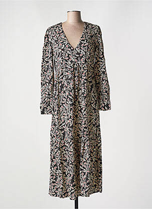 Robe longue manches longues manches longues noir GRACE & MILA femme
