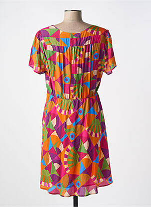 Robe courte manches courtes manches courtes orange CHICOSOLEIL femme